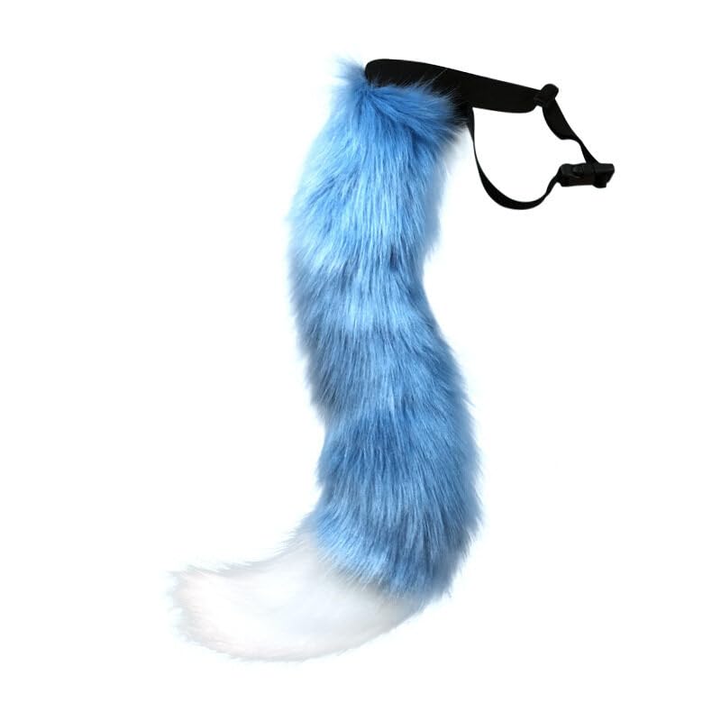 ikasusikasus Fox Tail, Faux Fur Fox Tail Handmade Plush Furry Fox Tail Adjustable Long Fox Tail Halloween Cosplay Costume Fancy Dress Accessory Type 17