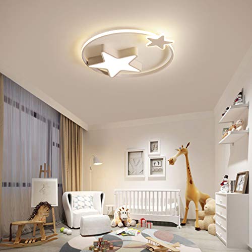 LED Kinder Deckenleuchte Stern Lampe Jungen Und Mädchen Schlafzimmer Deckenlampe Dimmbar Mit Fernbedienung Deckenlicht Beleuchtung Wohnzimmer Kinderzimmer Esszimmer Dekorative Deckenspot,Weiß,55cm