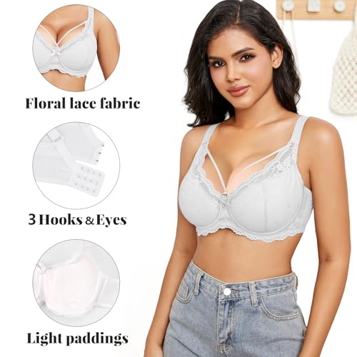 Image of Sexy Lace Bras for Women Plus Size Push Up Bra Full Coverage Underwire Bra