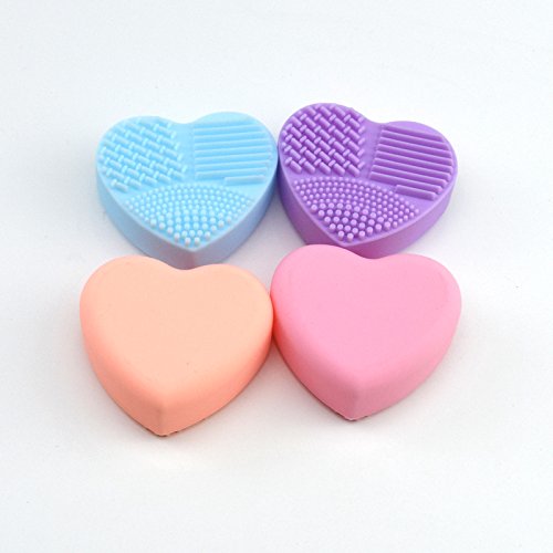Akoak Makeup Brush Cleaner Heart Shaped Silicone Multi Texture Surface Cosmetic Brushes Cleaning Necessary Tools Washing Brushegg (1Pc,Pink) #TOP3