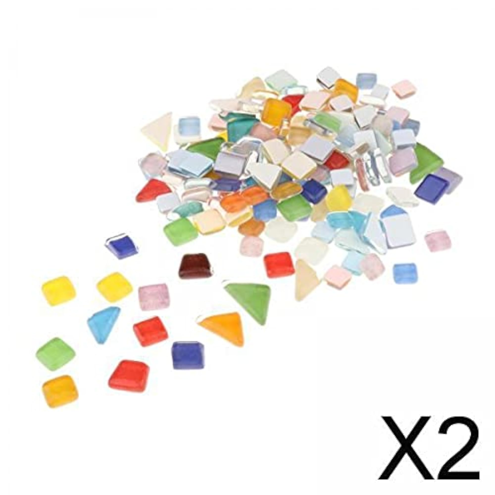 2x Bright Assorted Craft Glass Mosaic Tiles, 110 Pieces