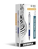 Zebra G-301 Stainless Steel Retractable Gel Pen, Medium Point, 0.7mm, Blue Ink, 12-Count