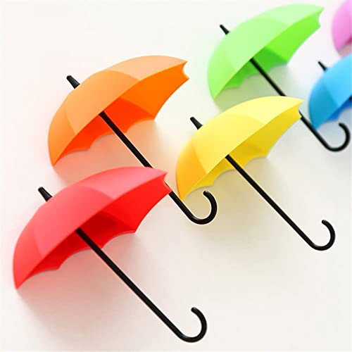 6 PCS Colorful Umbrella Key Hooks Adhesive Wall Hooks Wall