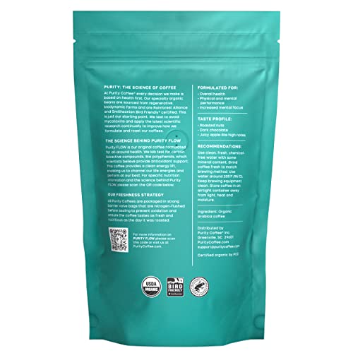 Purity Coffee Flow Medium Roast Organic Coffee - Usda Certified Organic Specialty Grade Arabica Whole Bean Coffee - Third Party Tested For Mold, Mycotoxins And Pesticides - 12 Oz Bag #TOP1