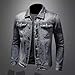 JMYECM Slim Fit Denim Jacket for Men Long Sleeve Button Down Casual Vintage Fashion Cool Jean Outerwear,L