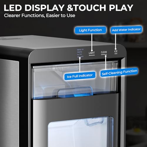 Image of Antarctic Star Nugget Ice Maker Countertop - 44LB /Day, Self-Cleaning Portable Ice Machine with LED Display, 10-15 Minute Fast Ice Making for Home /Office /Bar