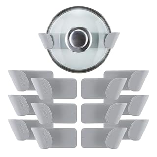 Minky Pan Lid Holder Set - 6 Pairs, Under Sink Organiser, Fully Adjustable Width, Kitchen Organiser, Self Adhesive, 3M VBH Tape, ABS Plastic, Designed and Manufactured in the UK, Grey