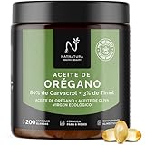 Aceite de Orégano 80% + 3% Timol | Con Aceite de Oliva Virgen Ecológico | Bienestar y Defensa Natural | 200 cápsulas | 6 Meses Fórmula | NATNATURA