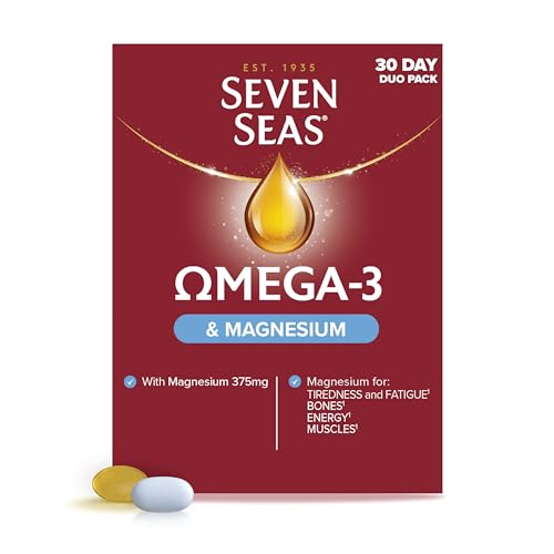 Seven Seas Omega-3 Fish Oil & Magnesium, Omega-3 + Vitamin D for Whole Body Health+, Duo Pack: 30 Capsules + 30 Tablets, 1 Month Supply