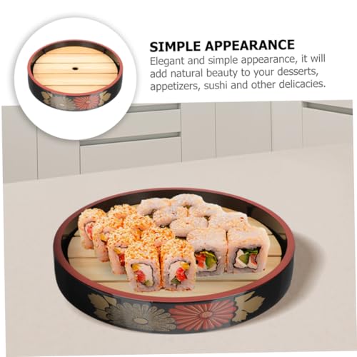 Bandeja para servir sushi 24.5 cm plástico y madera miniatura 3