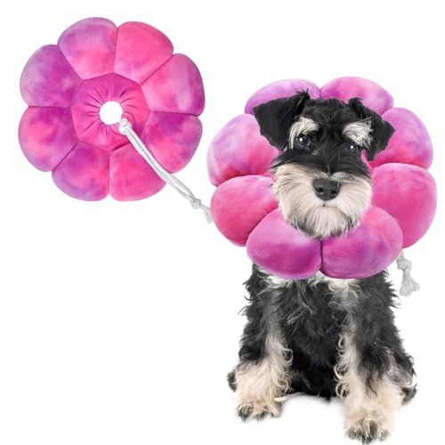 Image of Flower Cat Cone, Cat Cone Collar Dog Cone Soft Recovery E-Collar Dog Elizabethan Collar for Dogs and Cats to Stop Licking (Rose Purple, L)