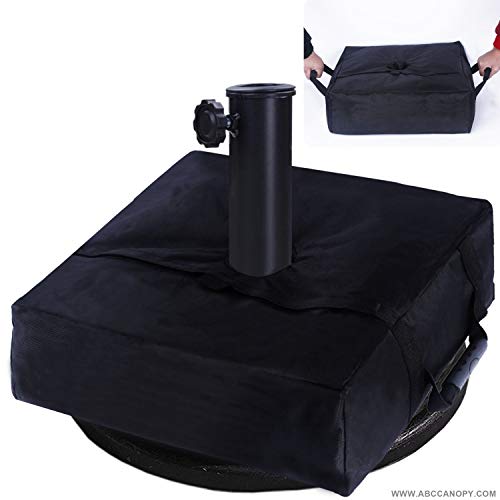 ABCCANOPY 46cm Square Patio Beach Umbrella Base Weight Bag Holds Up to 50KG When Filled with Sand – Sturdy Non-Tear Waterproof Fabric with Triple Stitches (Black)