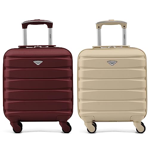 Flight Knight Suitcase Set of 2 Lightweight 4 Wheel ABS Hard Case Carry On Hand Luggage Approved for Over 100 Airlines Including British Airways, easyJet & Maximum Size for Ryanair 40x20x25cm
