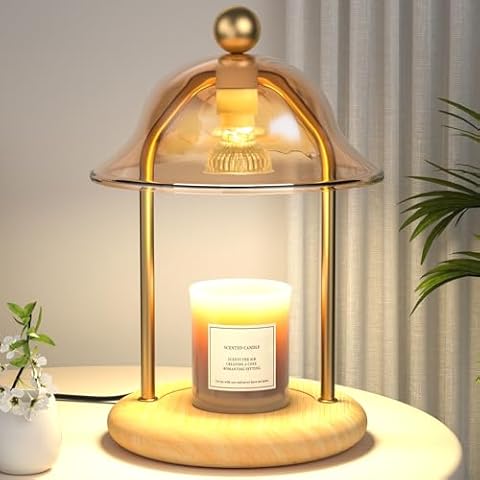 Novamer Candle Warmer Lamp with Dimmer & Timer, Electric Candle Lamp Warmer, Scented Candle Warmer for Home Decor Women Girls Room Decor for Mothers & Girlfriends, Wax Melt with 2 Bulbs Cover