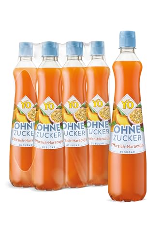 YO Sirup Pfirsich-Maracuja (6 x 700 ml) – ohne Zucker, nur 2 Kalorien in 100 ml Fertiggetränk, vegan – 1x Flasche ergibt bis zu 6 Liter Fertiggetränk 1