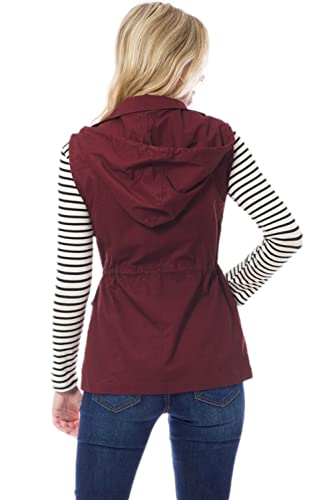 PacificPlex Womens Sleeveless Hooded Anorak Cotton Cargo Utility Safari Military Snap Fashion Vest w/Pockets4