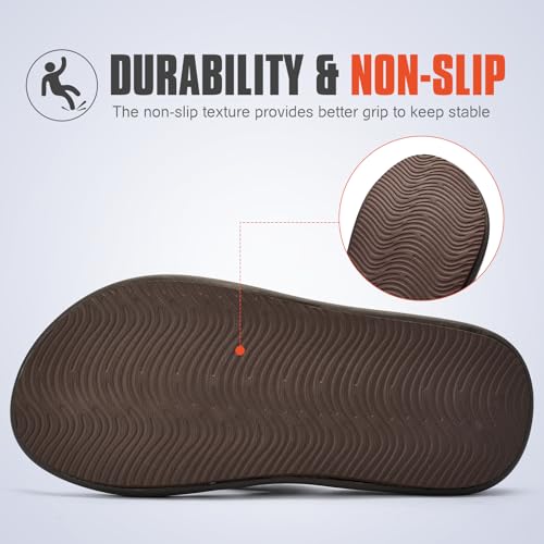 Image of Men's Ultra Soft Cushion Flip Flops with Arch Support, Quick Dry Thong Sandals for Indoor & Outdoor Comfort