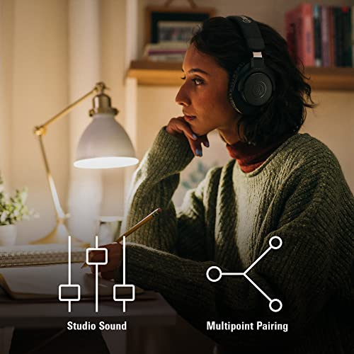 Image of Audio-Technica Ath-M20Xbt Wireless Over-Ear Headphones, Bluetooth 5.0, 60-Hour Battery Life, 40 mm Drivers, Hi-Fi Sound, Built-in Mic, AAC /SBC Codec Support (Black)