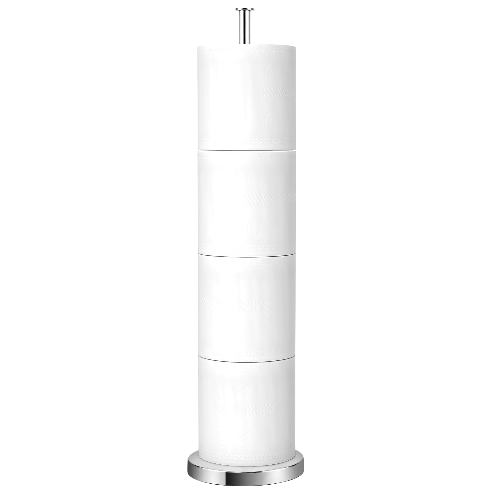 Toilet Roll Holder Free Standing, Chrome Toilet Roll Holder With Reserve Function, Rustproof Toilet Paper Holder, Non-Slip&No Drilling Toilet Roll Stand, Loo Roll Holder Designed For Easy Use
