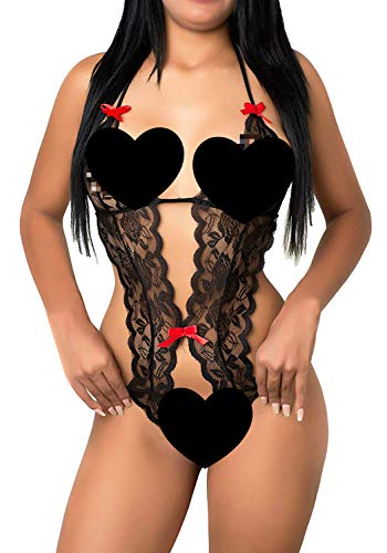Sosila Nachtwäsche, Sexy Unterwäsche, Negligee, sexy Dessous, Reizwäsche, Spitze Durchsichtig Nachtwäsche, Damen Babydoll Dessous, Lingerie, Nachtkleid, Lingerie Kleid transparent (Schwarz, One Size)