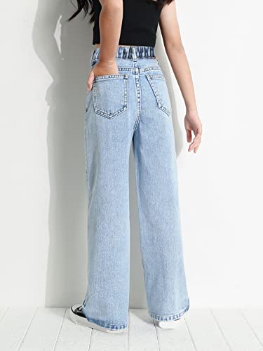 Verdusa Girl's Casual Jeans Elastic High Waisted Wide Leg Denim Pants Daily Outfits2
