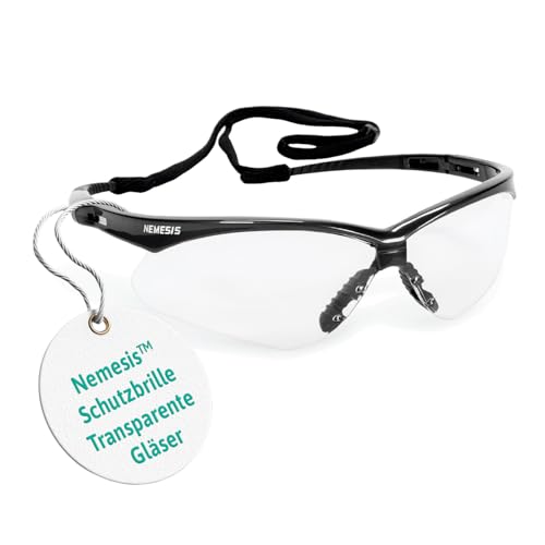 Ansell KleenGuard Nemesis Schutzbrille Anti-Beschlag PSA Augenschutz, Leichte Umschließende Arbeitsbrille für Bau, Schießstand, Outdoor und Industrie – Transparent, 1 Stück