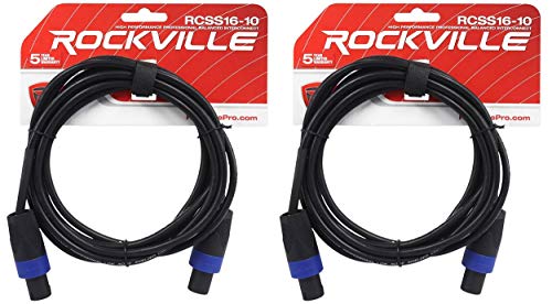 Rockville 2 RCSS1610 10' 16 AWG 100% Copper Speakon to Speakon Pro Speaker Cable