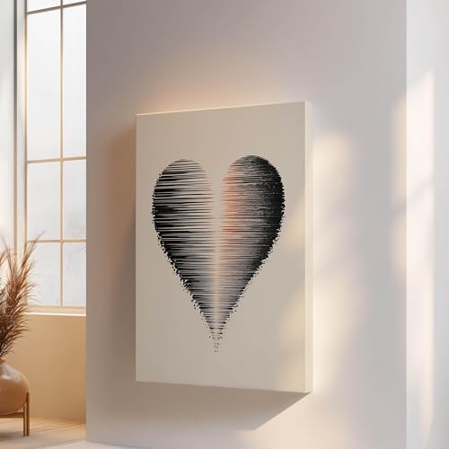 Tableau abstrait en cœur noir et blanc TONGYINLI toile 70x110 cm pour salon