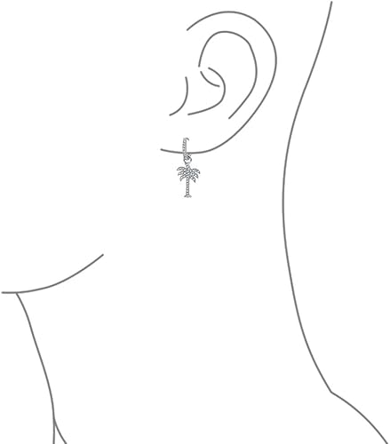 Miniatura 3 de Hawaiian Nautical Pave Cubic Zirconia CZ Tropical Beach Vacation Palm Tree Earrings Necklace Pendant Anklet For Women Yellow 14K Gold Plated .925