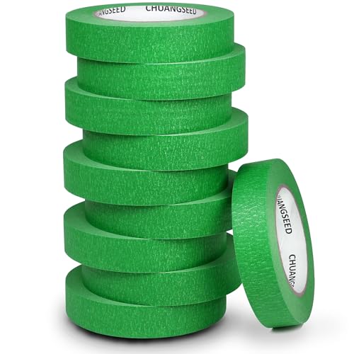 Image of CHUANGSEED Green Painters Tape 1 Inch x 55 Yards x 10 Pack - Green Masking Tape Bulk Multi Pack for Painting, DIY Crafting, Marking, Artwork and School Projects, 550 Yards Total