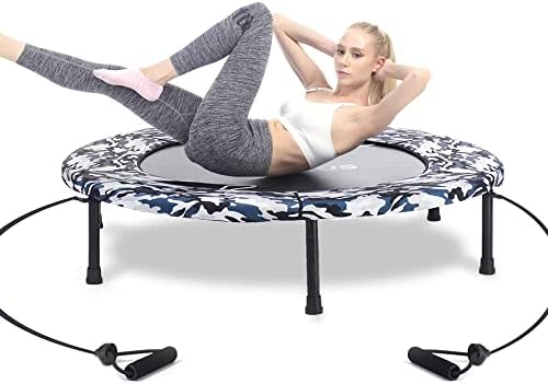Wamkos 40" Rebounder Mini Trampoline for Adults | Kids, Small Foldable Fitness Trampoline Trainer with Resistance Bands for Sports,Yoga and Other Jumping Cardio Exercise