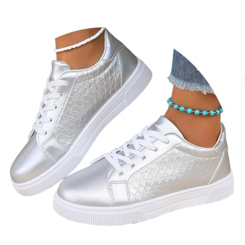 shownicer Baskets Femme Plateau Sneakers Décontractées Sport Jogging Chaussures A Argenté 42