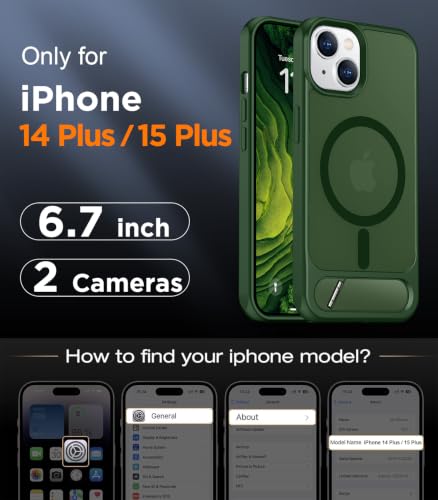 Image of Magnetic Compatible with iPhone 15 Plus Case & iPhone 14 Plus Case, [Built-in Invisible Kickstand][Compatible with MagSafe][Military Grade Shockproof] Slim Translucent Matte Phone Case 6.7 inch