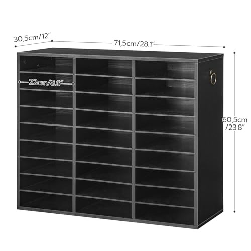 HOOBRO Literature Organizer, 27 Compartments Wooden Mail Organizer, Countertop Literature Sorter with Adjustable Shelves for Home, Office, School, Student Mailbox for Classroom, Black BK27WF01 - Image 3
