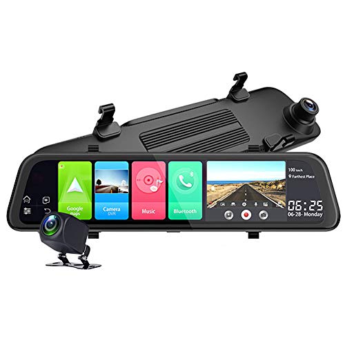 12"Espejo retrovisor 4G Android 8.1, 1080P Mirror Dash CAM GPS Navigation ADAS Cámara de Espejo retrovisor, FHD Dual Lens Dash CAM DVR,No Memory Card Cover