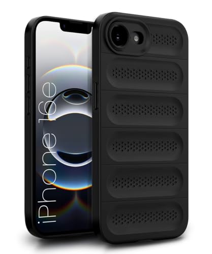 Image of WOW IMAGINE Ultimate Silicone Back Cover Case for iPhone 16e | iPhone 17e | Heat Dissipation Thin Soft TPU | 360 Camera Protection | Breathable Cooling Holes - Pitch Black