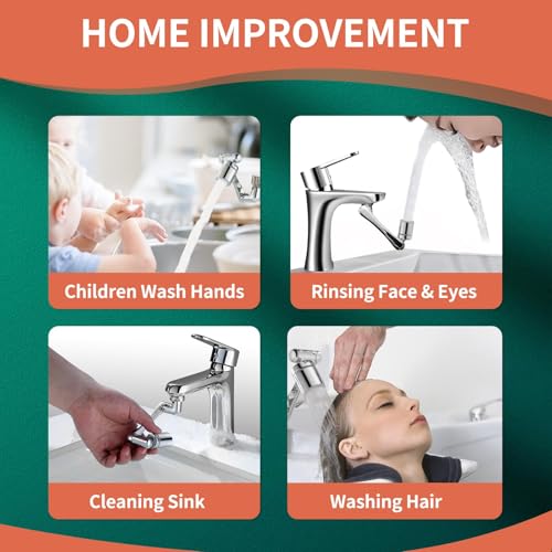 Image of Patented CECEFIN 1080Swivel Faucet-Extender Sink-Aerator - 2-Mode Splash Water Tap Extension, Kitchen Bathroom 360 Rotate Spray Attachment, Multifunctional Universal Robotic Arm -Wash Hand /Hair /Face