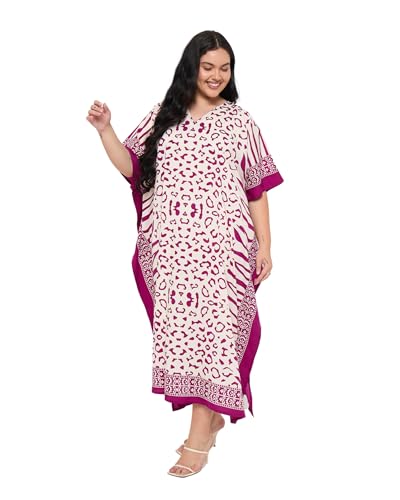 Image of Gypsie Blu Women Plus Size Kaftan Dress Beach Cover Up Maxi Dresses for Women, V-Neck Kimono Sleeve 1X-3X
