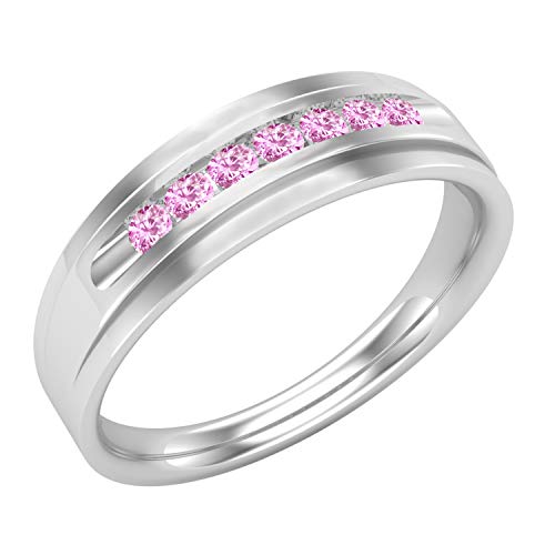 DazzlingRock Collection plata de ley 925 plata de ley redonda Pink Safiro rosa
