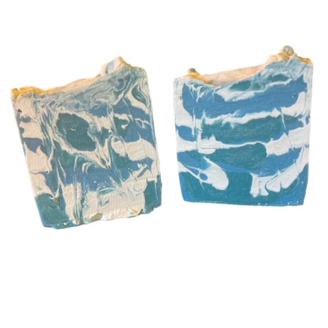 Spaulding Estates Soapery "COOL WATERS", a 2 pack of artisan,vegan, masculine scented soap. This soap is sold as a 2 PACK with each bar weighing 4.5 ounces or more.