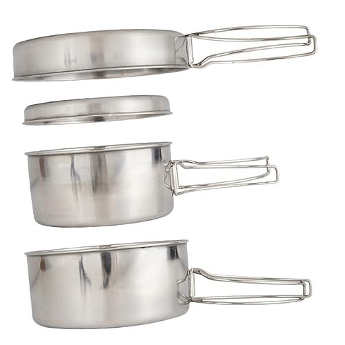 Gatuida Utensilios de Cocina para Camping Inoxidable Portátiles para Personas Incluye Olla Sartén Plato y Taza Resistente y Fácil de Limpiar para Actividades al Aire