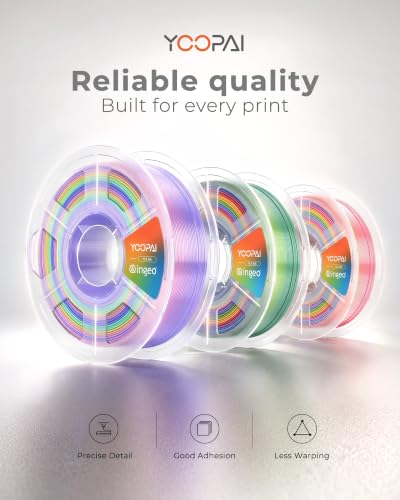 Image of YOOPAI Silk Rainbow PLA Filament 1.75mm, Multicolor Gradient PLA 3D Printer Filament, Glossy Silk Shine, Smooth Printing, Color Changing Filament 1kg Spool (2.2lbs)，Rainbow Silk 03