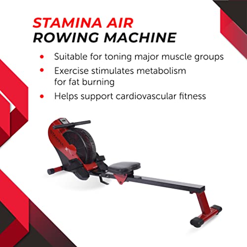 Image of Stamina ATS Air Rower Machine with Smart Workout App - Foldable Rowing Machine with Dynamic Air Resistance for Home Gym Fitness - Up to 250 lbs Weight Capacity