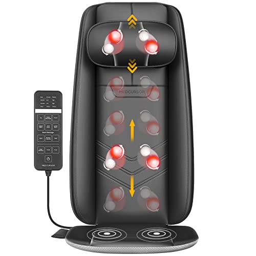 Medcursor Shiatsu Back Massager with Heat, Height Adjustable Massage Chair Pad, Seat Cushion...