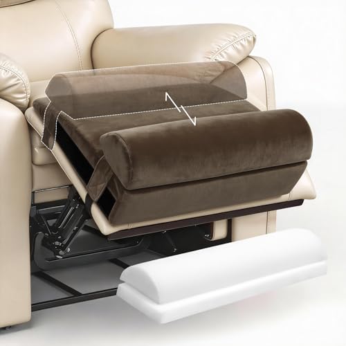 PYURIFAI Recliner Foot Rest Cushion - Recilner Leg Rest Cushion with Removable Semi-Cylinder for Superior Support Adjustable Recliner Foot Rest Extender Recilner Leg Pillow with 2 Straps Coffee