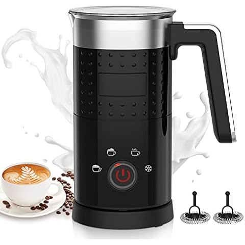 Milk Frother Electric 4 in 1 - Automatic Milk Frothers 300ml Large Capacity Milk Steamer Silent Operation Milk Heater and Warmer Hot & Cold Milk Foamer Maker for Latte Coffee Chocolate Cover