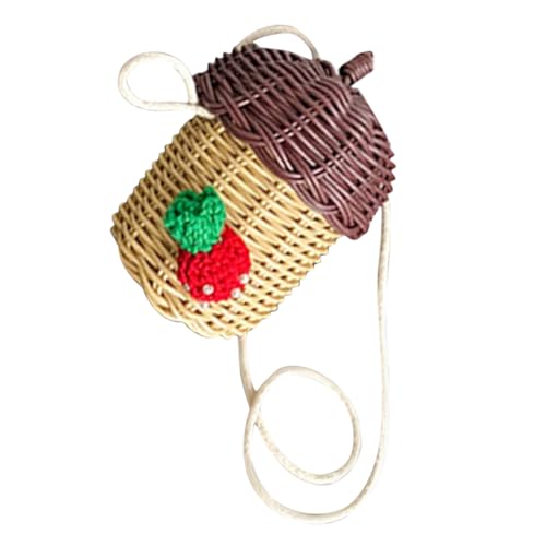 Yardwe Mini Rattan Crossbody Bag Nussförmige Handgewebte...