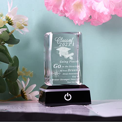 Movdyka 2023 Graduation Gifts For Her Him, 3D Layser Engraved Class Of 2023 With Base, Unique High School College Graduation Gift Ideas For Women Men Girls Daughter Son Unisex #TOP5