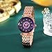 Women Watches with Bracelet Rose Gold for Lady Elegant Stainless Steel Strap Fashion Analog Creative Diamond Dial Wrist Watch (Purple 2)