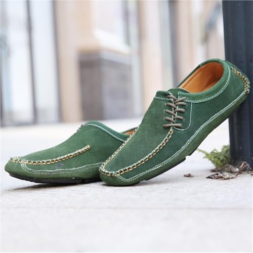 Mens Loafers Cowhide Suede Vamp Stitching Details Round Toe Flat Heel Slip Resistant Comfortable Slip-ons4